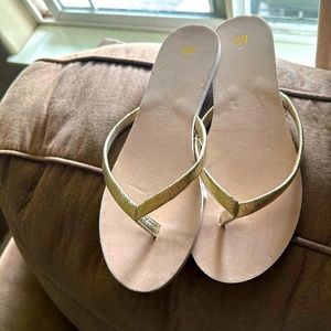 H&M flip flops. Gold strap